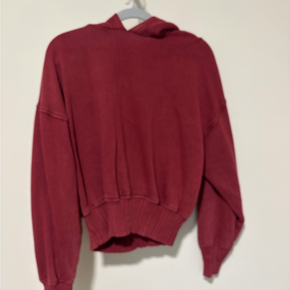 Aerie cherry red soft hooded cropped sweatshirt